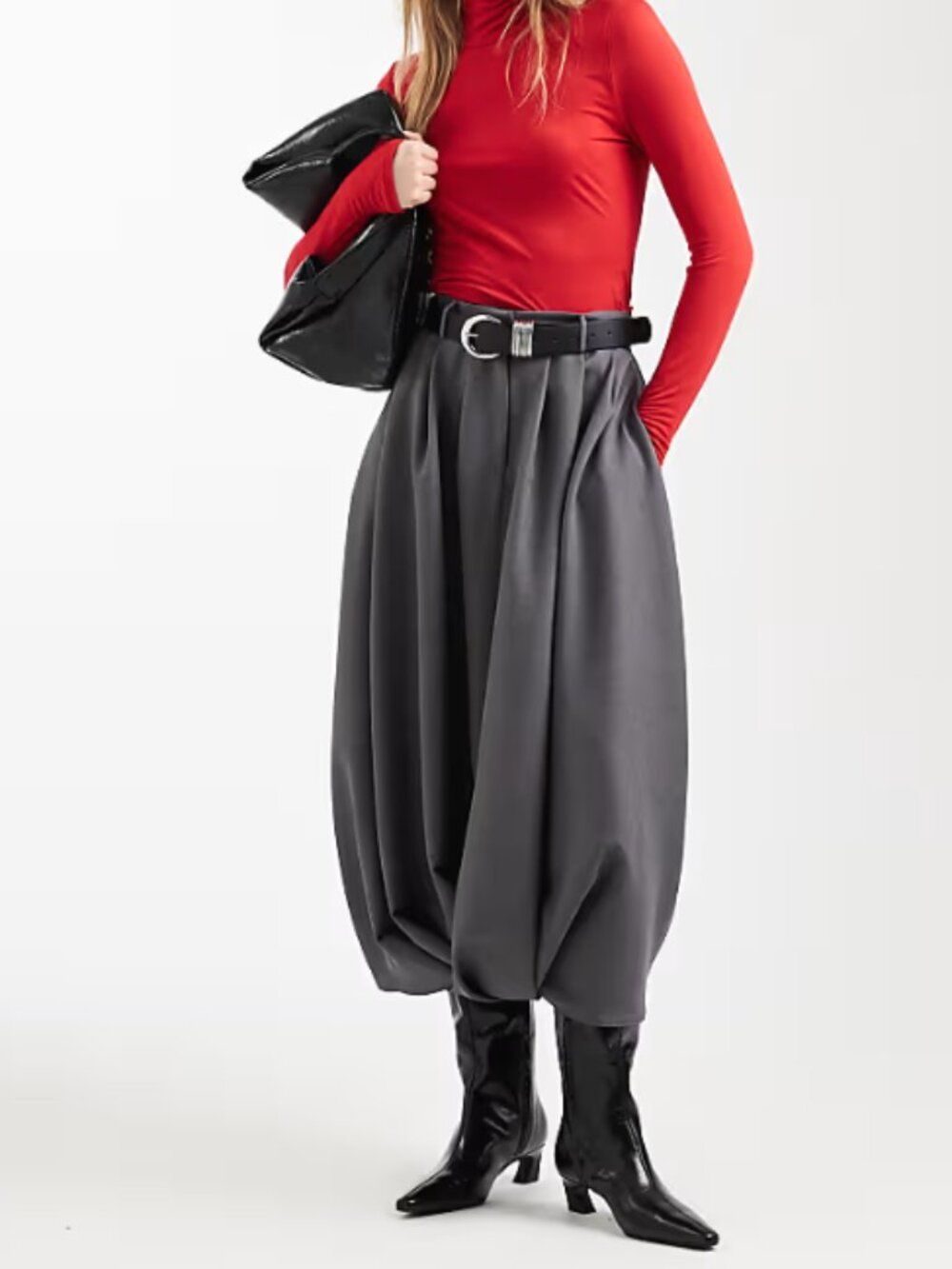 NWT ASOS DESIGN volume harem midi skirt in gray Size 10